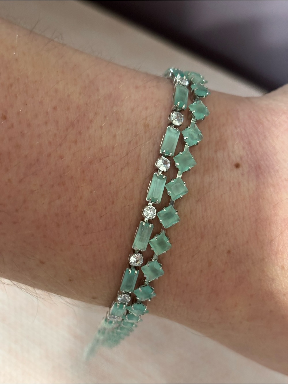 Mint Green Gemstone Tennis Bracelets